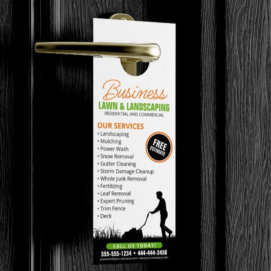 Landscaping Rasenmäher in Orange Black Lawncare Türanhänger