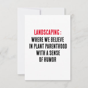 Landscaping Wo wir an die Elternschaft der Pflanze Dankeskarte