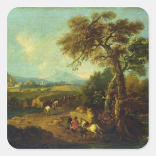 Landschaft 4 quadratischer aufkleber