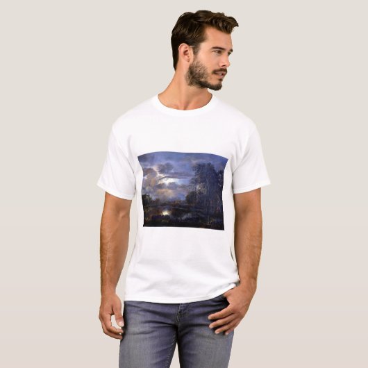 Landschaft Aert van Der Neer Moonlit mit Brücke T-Shirt (Vorne ganz)