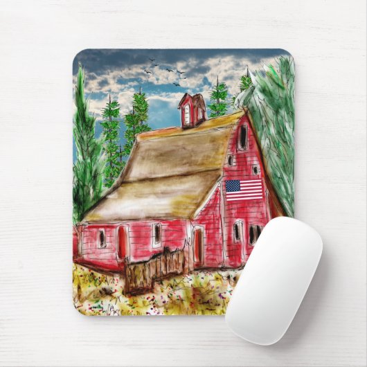Landschaft Alte rote Barmmousse Pad Mousepad (Mit Mouse)