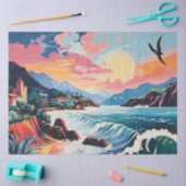 Landschaft Altstadt, Berge, Meer Seidenpapier (Basteln)