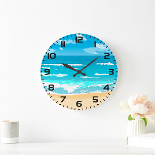 Landschaft am tropischen Meer Große Wanduhr