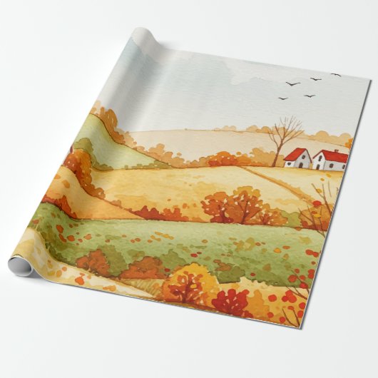 Landschaft auf dem Lande Geschenkpapier (Ungerollt)