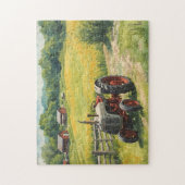 Landschaft auf dem Lande und alter Traktor Puzzle (Vertikal)