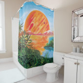 Landschaft auf Europa - Sci Fi Jupiter Moon Malere Duschvorhang (Beispiel)