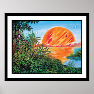 Landschaft auf Europa - Sci Fi Jupiter Moon Malere Poster