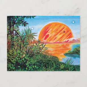 Landschaft auf Europa - Sci Fi Jupiter Moon Malere Postkarte
