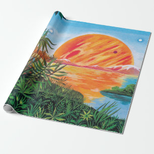 Landschaft auf Europa - Sci-Fi-Jupitermond-Malerei Geschenkpapier