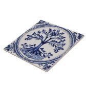 Landschaft Bäume Rustikales Land Blau und Weiß Fliese (Seite)