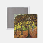 Landschaft, Bäume und Figuren von Vincent van Gogh Magnet (Vorderseite/Rückseite)