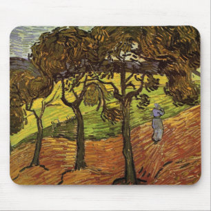 Landschaft, Bäume und Figuren von Vincent van Gogh Mousepad