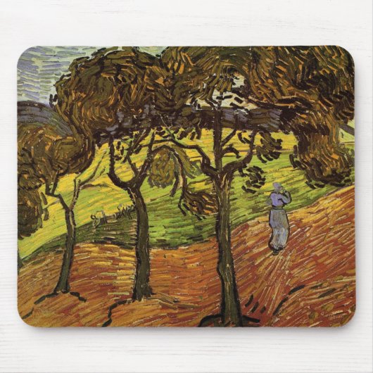 Landschaft, Bäume und Figuren von Vincent van Gogh Mousepad (Vorne)