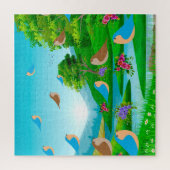 Landschaft Bäume Vögel Blume Natur, Alter 10 Puzzle (Vertikal)