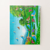 Landschaft Bäume Vögel Blume Natur, Alter 4 Puzzle (Vertikal)