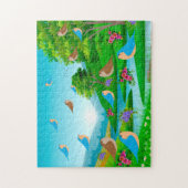 Landschaft Bäume Vögel Blume Natur, Alter 8 Puzzle (Vertikal)