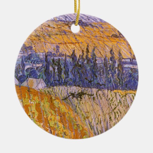 Landschaft bei Auvers im Regen, Vincent van Gogh Keramikornament (Vorne)