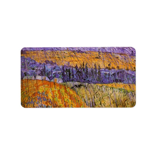 Landschaft bei Auvers in Rain von Vincent van Gogh Adressaufkleber (Vorne)