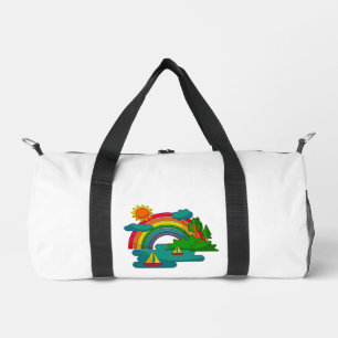 Landschaft bei Bootsfahrt unter Sonnenschein, Wolk Duffle Bag