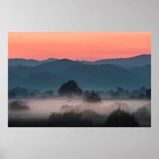 Landschaft bei Sonnenuntergang Poster (Vorne)