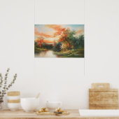 Landschaft bei Sonnenuntergang Poster (Küche)