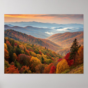 Landschaft, Berge, Wildblumen, Ölmalerei, i Poster