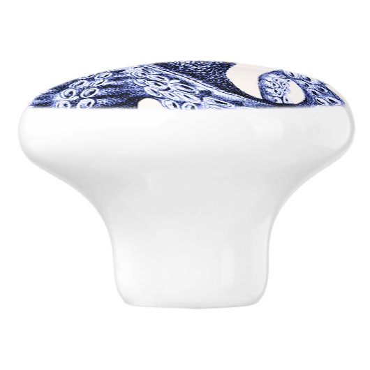 Landschaft Blauer Krake Keramikknauf (Seitenansicht)