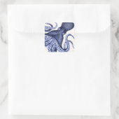 Landschaft Blauer Krake Quadratischer Aufkleber (Tasche)