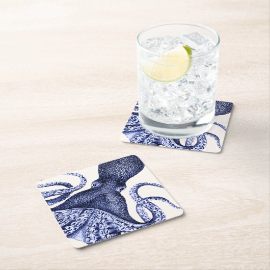 Landschaft Blauer Krake Rechteckiger Pappuntersetzer (Vor Ort)