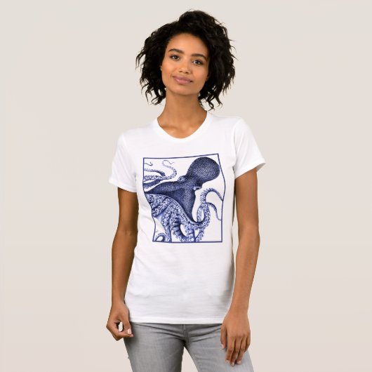 Landschaft Blauer Krake T-Shirt (Vorne ganz)