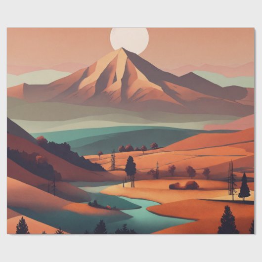 Landschaft Boho Geschenkpapier (Flach)