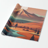 Landschaft Boho Geschenkpapier (Ungerollt)