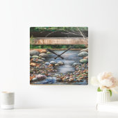 Landschaft Brook Art Quadratische Wanduhr (Zuhause)