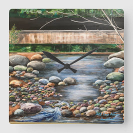 Landschaft Brook Art Quadratische Wanduhr