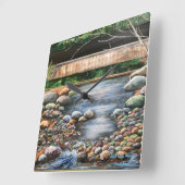 Landschaft Brook Art Quadratische Wanduhr (Winkel)