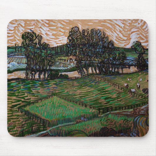 Landschaft, Brücke über Oise durch Vincent van Gog Mousepad (Vorne)