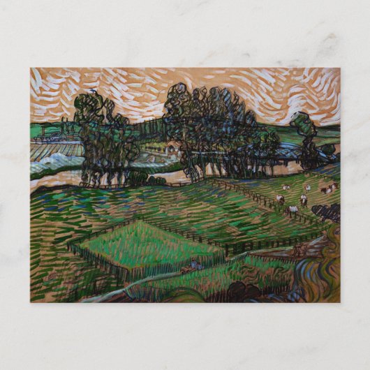 Landschaft, Brücke über Oise durch Vincent van Gog Postkarte (Vorderseite)