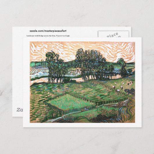 Landschaft, Brücke über Oise, Vincent van Gogh Postkarte (Vorne/Hinten)