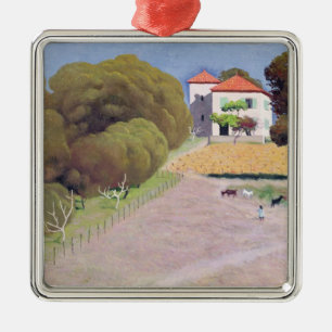Landschaft, das Haus mit roten Roof, 1924 Silbernes Ornament