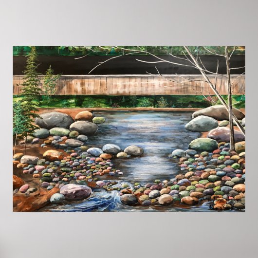 Landschaft Der Bach originale handgemalte Kunst Poster (Vorne)
