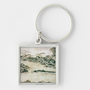 Landschaft der Berge und des Flusses Schlüsselanhänger