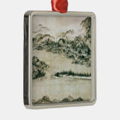 Landschaft der Berge und des Flusses Silbernes Ornament (Rechts)