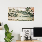 Landschaft der Berge und eines Flusses Poster (Heimbüro)