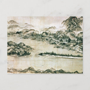 Landschaft der Berge und eines Flusses Postkarte