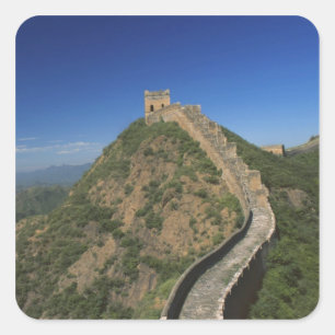 Landschaft der Chinesischen Mauer, China Quadratischer Aufkleber
