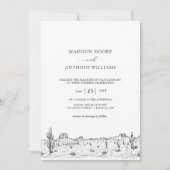 Landschaft der Hochzeitskaktus Minimalistische Wüs Einladung (Vorderseite)