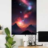 Landschaft der kosmischen Berge Poster (Heimbüro)