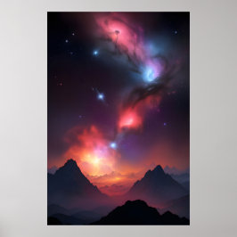 Landschaft der kosmischen Berge Poster