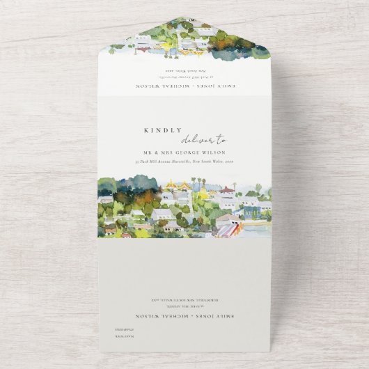 Landschaft der Kreuzfahrtschiffe - QR-Code All In One Einladung (Außenbereich)