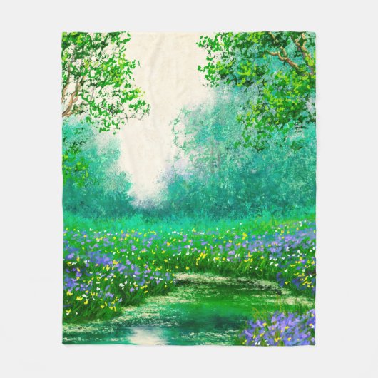 Landschaft der Ölgemälde, Frühling, Baum in den Wä Fleecedecke (Vorderseite)